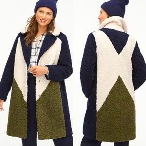 J. Crew Colorblock Sherpa Coat